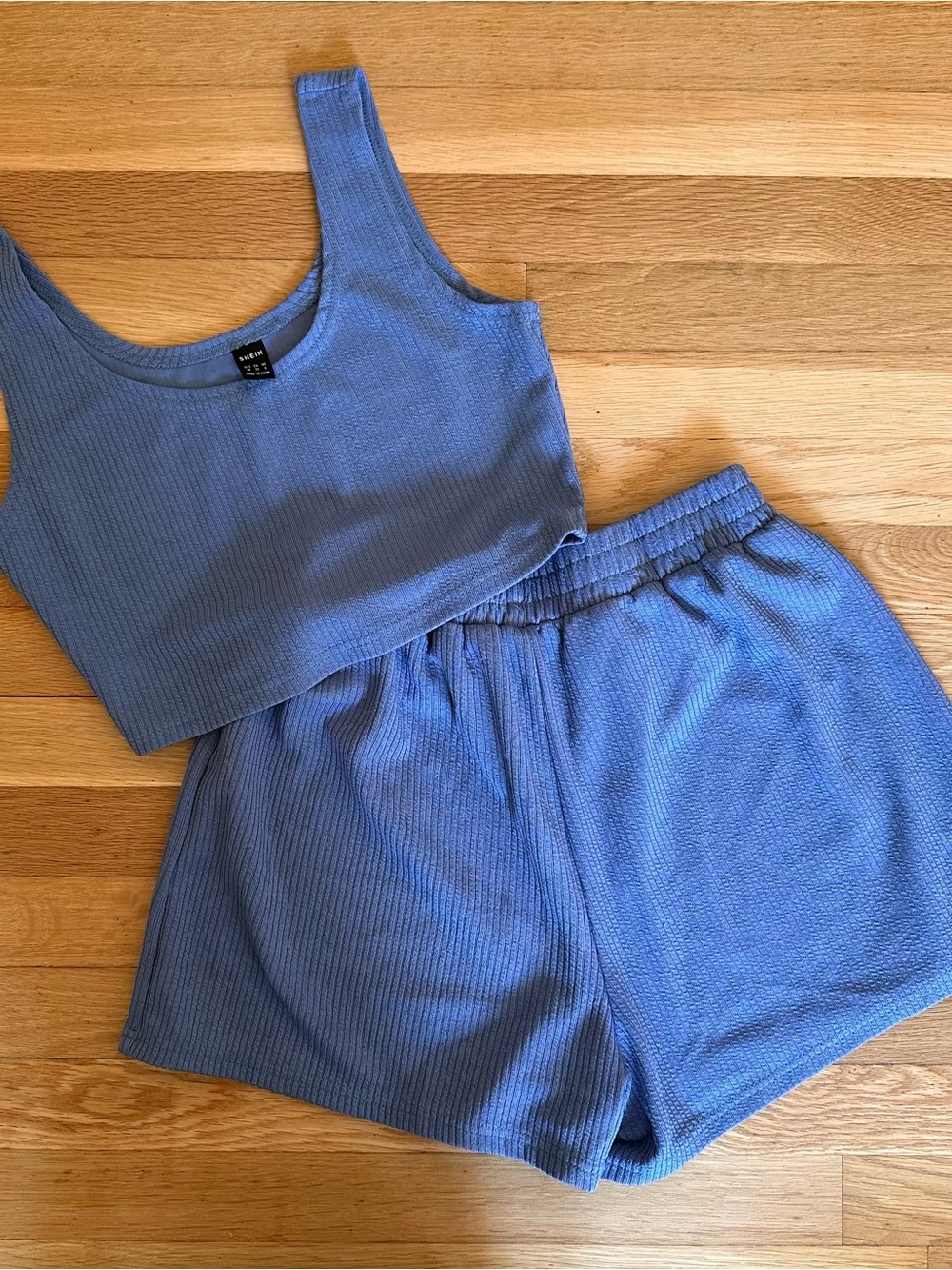Ribbed Tank & Shorts Sleep Set - Blue